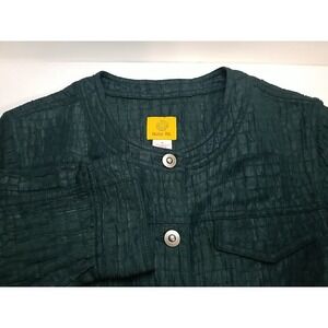 Ruby Rd Womens Metallic Green Short Dress Jacket Size 8‎ Lightweight 3/4 Sleeve